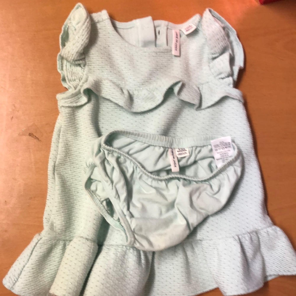 Janie and jack mint green and silver sparkle dress